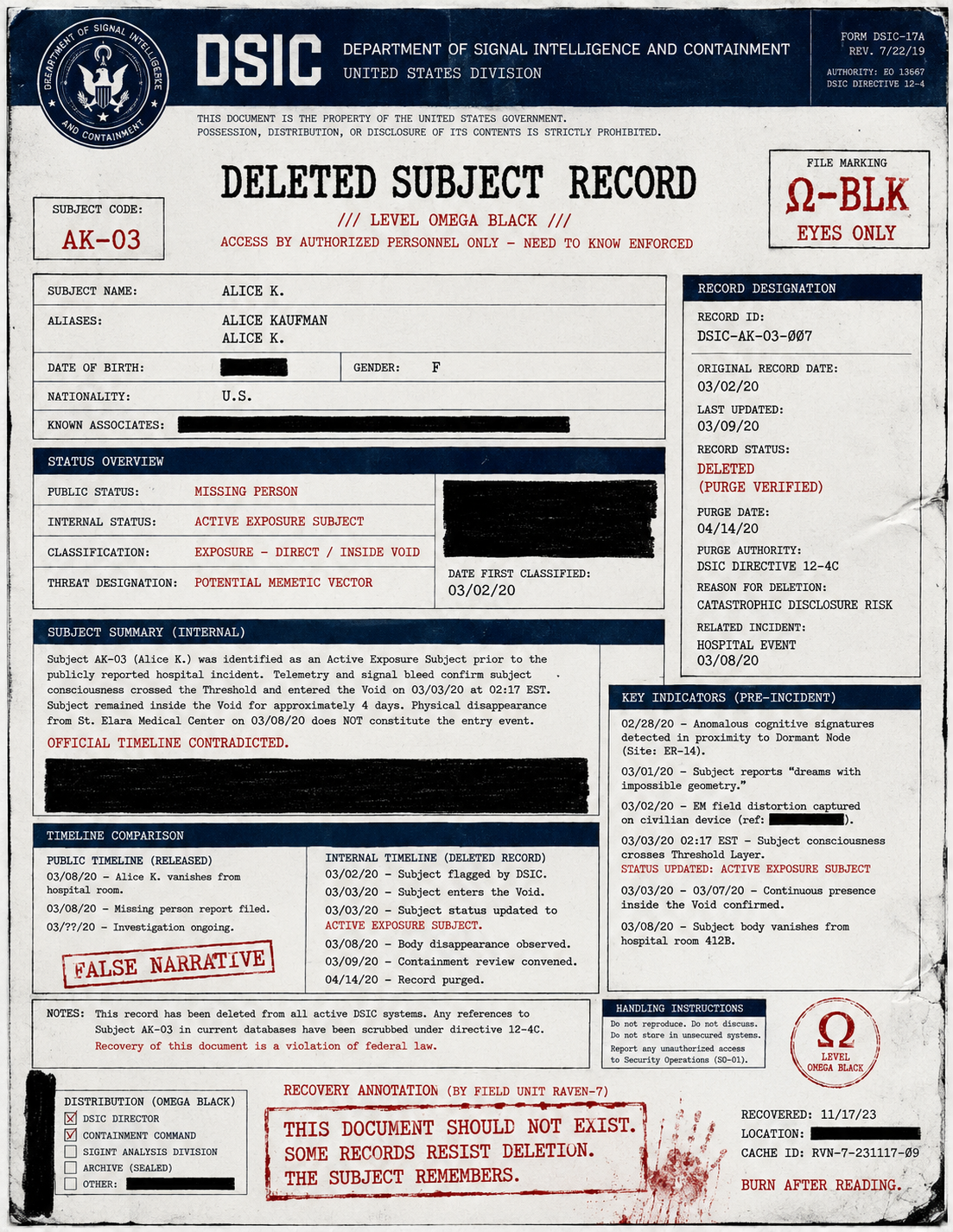 DSIC Case File | Alice K.