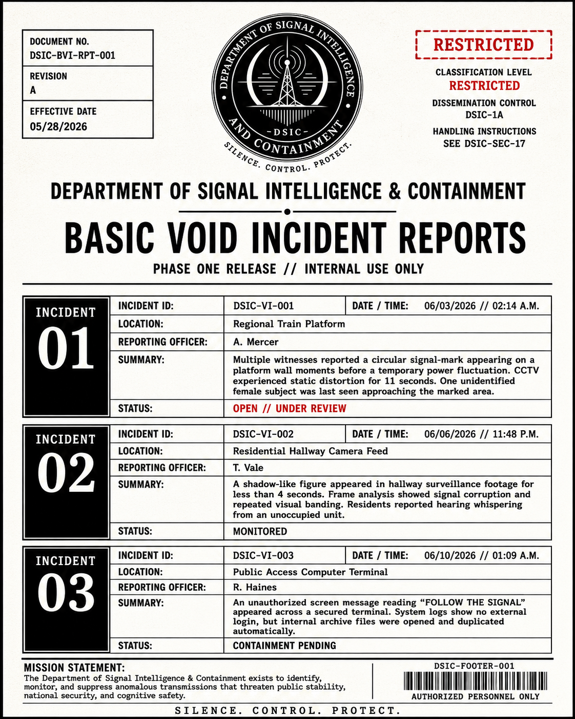 DSIC Initial Incident Archive